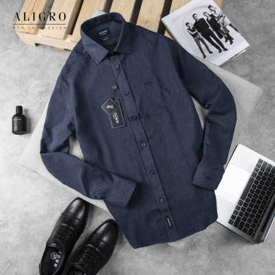 Áo sơ mi nam công sở dài tay Aligro màu navy ALGS158