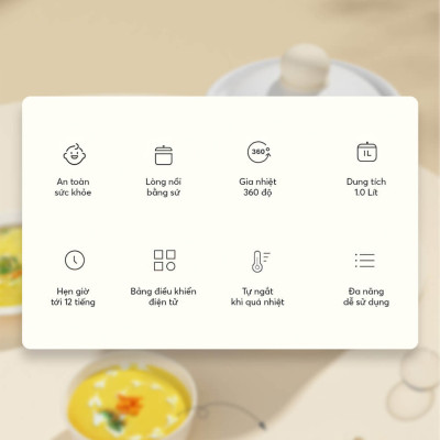 Nồi nấu chậm, nấu cháo, chưng yến 1L Elmich SCE-8524OL - Hàng Chính Hãng