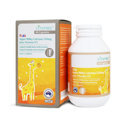 Viên Sữa Canxi Tăng Chiều Cao Vitatree Kids Milky Calcium 330mg plus Vitamin D3 Nhập Khẩu Từ Úc 60 viên/ lọ