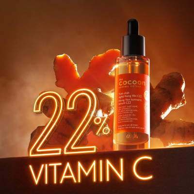 Tinh chất nghệ Hưng Yên C22 với 22% vitamin C sáng da chuyên sâu & mờ vết thâm Cocoon 30ml