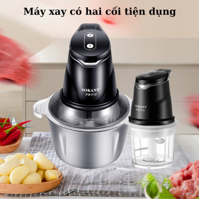 Máy xay thịt đa năng SOKANY SK-06028, dung tích lớn 2L, công suất 400W, lưỡi dao 2 tầng xay nhuyễn mọi thực phẩm - HÀNG CHÍNH HÃNG