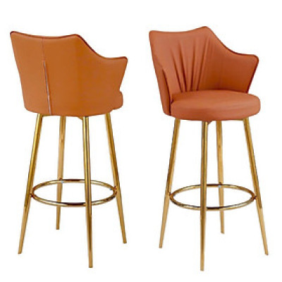 Ghế quầy bar chân vàng CB2297D-P Nội thất Capta Ghế bar chân cố định nhập khẩu nệm pu mềm có gác chân mạ màu vàng gold tại tp hcm