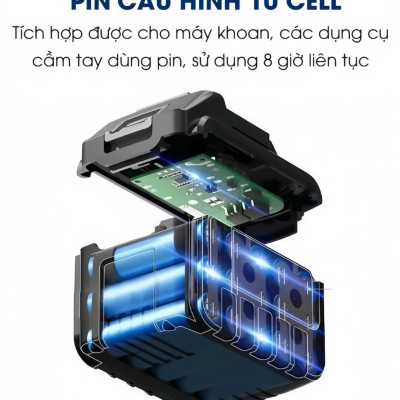 Quạt Sắt Mini Sạc Tích Điện GDV Siêu Mát Dùng Chân Pin Phổ Thông Pin 10Cell - Hàng Chính Hãng