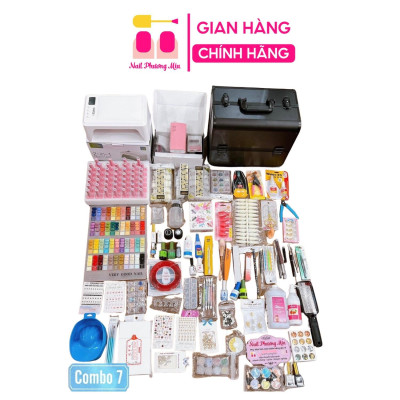 Combo Đồ Nghề Làm Nail Cao Cấp Số 7 Nail Phương Miu, Máy Hơ T8, Máy Mài US801, Cốp Nhôm 3 Tầng, Bộ Đồ Nail Chuyên Nghiệp