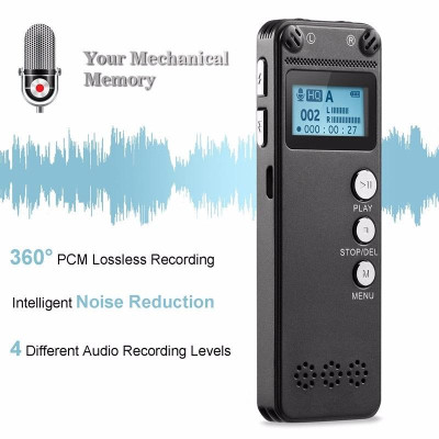 KHUYẾN MÃI KHỦNG, SỐ LƯỢNG CÓ HẠN - ROGTZ - Máy ghi âm mini A500: Bộ nhớ trong 8GB Pin "trâu" 80 giờ Chống ồn chủ động Ghi âm đa hướng Màn hình LCD Kết nối đa dạng USB2.0 Mã hóa mật khẩu Hỗ trợ nhiều định dạng MP3, WAV, WMA, FLAC, APE, OGG Hàng Chính Hãng