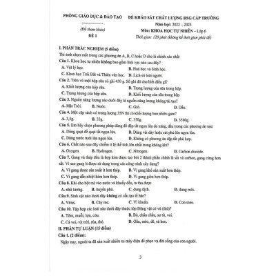  Bộ 30 Đề Thi Thử Học Sinh Giỏi Khoa Học Tự Nhiên 6 (Theo Chương Trình Giáo Dục Phổ Thông Mới) (BT)