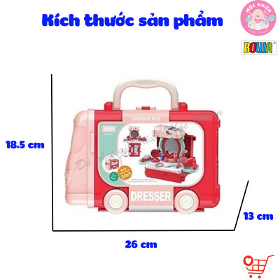 Bộ đồ chơi hướng nghiệp nhập vai Bowa 8078 - Xe buýt trang điểm 25 chi tiết (bánh xe đẩy được)