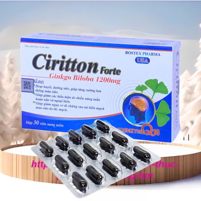 Tăng cường lưu thông máu và bổ não Ciritton forte- hộp 30 viên