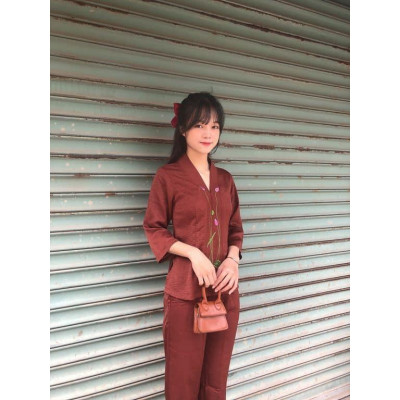 Đồ Lam Đi Chùa Bà Lai Lụa Pháp Cao Cấp