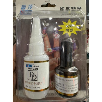 Keo Bê Tông DD Gắn Móng Úp, Charm Đá Siêu Bền, Set 1 Chai 20g Và 1 Chai Khô Keo 15ml, Trong Suốt, Bám Dính Cao Làm Nail keo đính dán mỏng giả