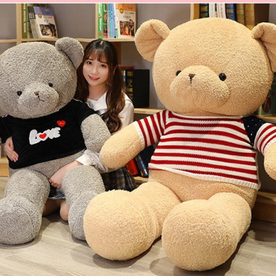 Gấu bông teddy lông xù mặc áo len đáng yêu - Size từ 60cm đến 1m1 - Quà tặng teddy lông xù mỳ nhồi bông siêu to khổng lồ.