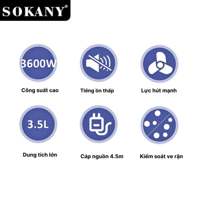 Máy hút bụi cầm tay gia đình SOKANY SK-13041 với lực hút lên đến 220.000Pa có màn hình LCD vô cùng tiện ích - HÀNG CHÍNH HÃNG