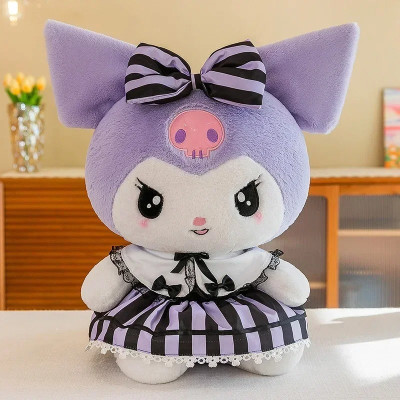 Thú nhồi bông Kuromi mặc váy đáng yêu - Size 50cm - Quà tặng gấu bông kuromi tím bánh bèo êm mịn.