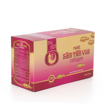 Nước Sâm Tiến Vua Collagen (Từ Củ Sâm, Nano Collagen, Vitamin C), Hộp 10 Chai (50ml), Bồi Bổ Sức Khỏe, Tươi Trẻ Làn Da
