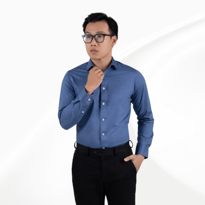 Áo sơ mi nam tay dài màu xanh chàm GENTITI by Thái Tuấn - 1C806HAKT057