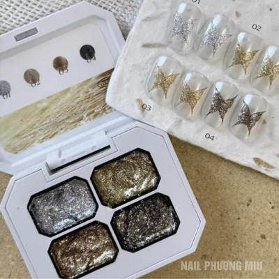 Gel Nhũ Bạch Kim Vẽ Viền Móng 4 Màu Huaxi Siêu Sáng Bóng Cao Cấp Đậm Đặc Làm Nail, Chống Thấm Nước Mùi Nhẹ, Không Cần Rửa, Lâu Trôi