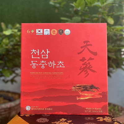 NƯỚC HỒNG SÂM ĐÔNG TRÙNG  30 gói - BẢO VẬT HÀN QUỐC 