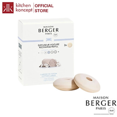 Maison Berger - Bộ tinh dầu xe hơi hương Cotton Caress - 2 cái