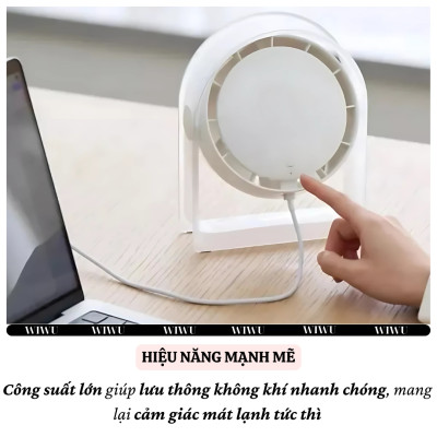 Quạt làm mát tuarbin mini để bàn hiệu HOTCASE WlWU Snow Wi-FS07 - Trang bị 4 cập độ gió, Pin sạc tích điện, Gió Mạnh, Êm Ái - Hàng nhập khẩu
