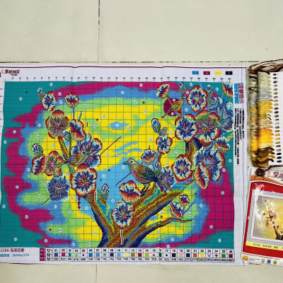 Tranh thêu kín chữ thập Hoa mai kim sắc 82266, kích thước 80 x 60 cm