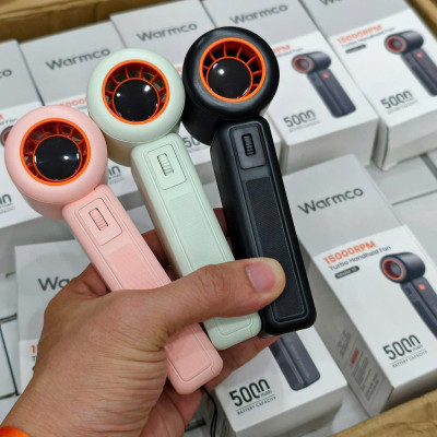 Quạt cầm tay turbo mini siêu mát Pin trâu 5000 mAh, nhỏ gọn linh hoạt hiệu WARMCO - 100 chế độ gió, dùng liên tục 18h (tùy mức gió), thiết kế đẹp, bền - hàng nhập khẩu