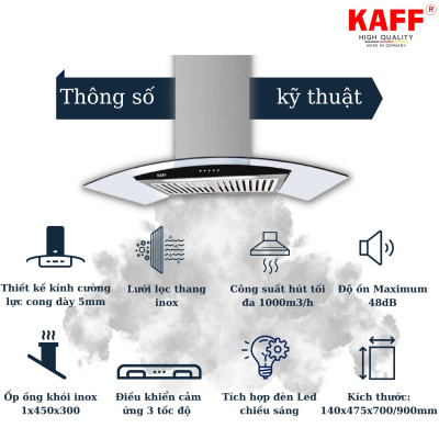 Máy hút mùi kính cong 900mm KAFF KF-GB985N - Hàng Chính Hãng