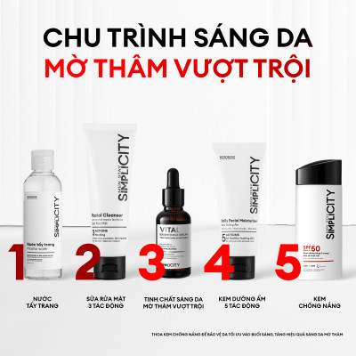 Serum Men Stay Simplicity sáng da mờ thâm với Niacinamide 5% Vital Facial Skin Brightening 30ml