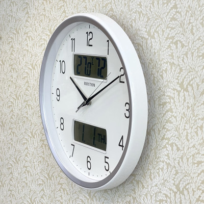 Đồng hồ treo tường Nhật Bản Rhythm CFG728NR03. Kt 35.0 x 5.0cm, 1.02kg. Vỏ nhựa. Dùng Pin.