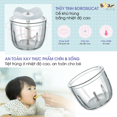 Combo Nồi Nấu Chậm 0,8L SUBE001 + Máy Xay Ăn Dặm 0,3L B03V2 cháo, chưng yến dinh dưỡng, tiện dụng - Hàng Chính Hãng