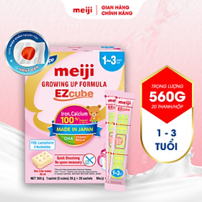 Sản Phẩm Dinh Dưỡng Công Thức Dạng Viên Meiji Growing Up Formula EZcube  - Nhập khẩu chính hãng (560g)