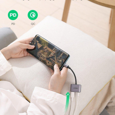 Ugreen UG60164CM231TK 7cm usb type c sang 3.5mm Bộ chuyển đổi có chipset hỗ trợ samsung nguồn PD - HÀNG CHÍNH HÃNG