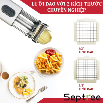 Máy cắt khoai tây chiên, các loại củ và quả đa năng. Thương hiệu Mỹ Septree cao cấp - F300, Kiểu dáng Pháp [Hàng chính hãng, Bảo hành 12 Tháng]