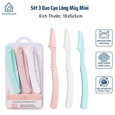 Sét 3 Dao Cạo Lông Mày Mini Tiện Dụng Kèm Hộp (Màu Ngẫu Nhiên) - HÀNG CHÍNH HÃNG MINIIN