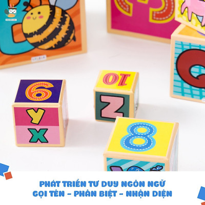 Tháp xếp chồng, đồ chơi hình khối cho bé. Nuôi dưỡng khả năng tư duy, gồm 10 hộp cho bé 1 - 7 tuổi