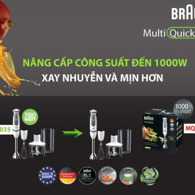 Máy xay cầm tay Braun MQ5235WH - 1000W - Hàng Chính Hãng, Bảo Hành Toàn Quốc