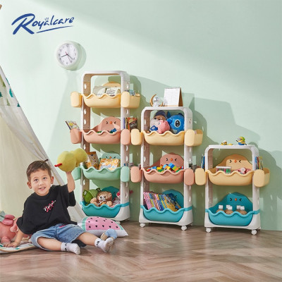 Kệ đựng đồ chơi có bánh xe cho bé 2/3/4 tầng RoyalCare B8106 hình gà con dễ thương