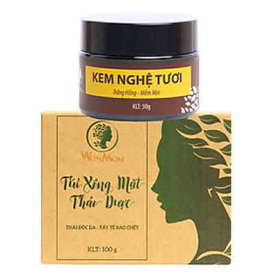 Bộ dưỡng đẩy mụn ẩn, dưỡng trắng hồng da mặt Wonmom (1 kem nghệ tươi+ 1 hộp xông mặt thảo dược)