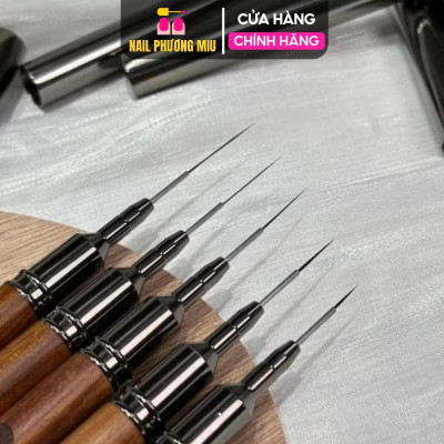 Cọ Nét Cán Gỗ Cao Cấp Nail Brush Làm Nail Kẻ Nét Siêu Mảnh Lông Mềm Đủ Size 6mm, 9mm, 12mm Vẽ Móng Liner Nghệ Thuật Nữ Women
