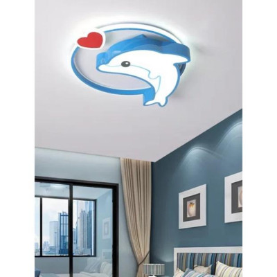 (Hàng chuẩn số 1) Đèn ốp trần buồng ngủ trẻ con hình cá heo, 3 cơ chế năng lượng MN087