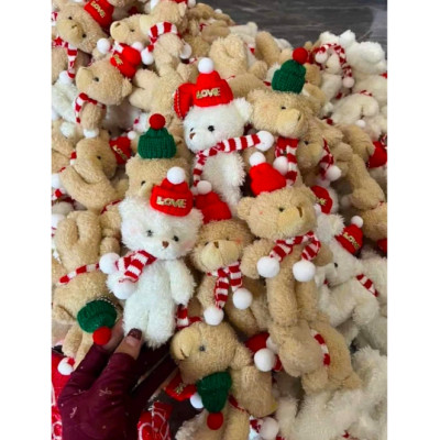 Móc khoá gấu Teddy Noel đáng yêu - Size 16cm - Teddy mini đội nón giáng sinh quàng khăn cute