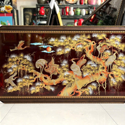 Tranh sơn mài - TÙNG HẠC DIÊN NIÊN - Đắp nổi size 60x120 cm - Ý Nghĩa Phong Thủy