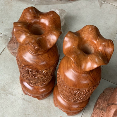 Cặp lục bình trạm khắc tứ linh long ly quy phượng ,phong thủy hút tài lộc ,bằng gỗ hương đá kt cao 50×14,5cm