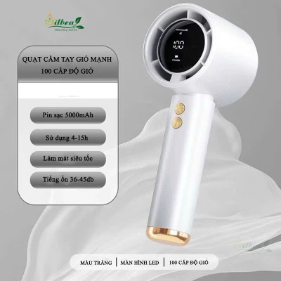 Quạt Tích Điện Mini Cầm Tay 638 – Màn Hình LED, 100 Tốc Độ Gió, Pin 4000mAh Siêu Mát - HÀNG CHÍNH HÃNG MINIIN