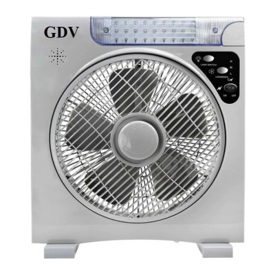 Quạt Sạc Tích Điện Dạng Hộp Tản Có Đèn LED GDV - Hàng Chính Hãng