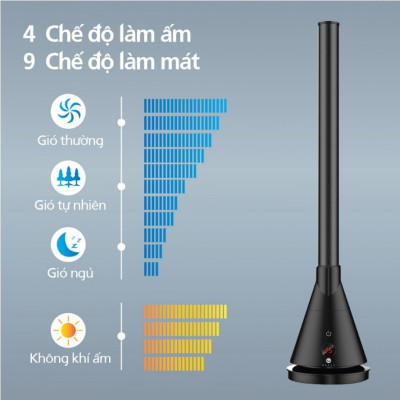 Quạt Làm Mát Và Sưởi Ấm ULTTY SKJ-CR018H, Chất Liệu Sưởi Gốm Ceramic Không Đốt Cháy Oxy, Không Khô Da, Tự Động Tắt Khi Quá Nhiệt - Màu Đen - Hàng Chính Hãng