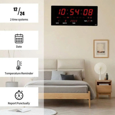 Đồng Hồ LED Vạn Niên Treo Tường Đa Năng với Báo Nhiệt Độ Kỹ Thuật Số - Mẫu Mới Năm Nay