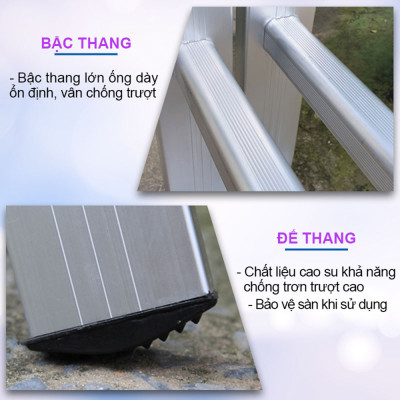 Thang Nhôm Gấp 4 Khúc Nikita NKT-A34 Chân Choãi - Hàng Chính Hãng - Công Nghệ Nhật Bản - Tiêu Chuẩn Châu Âu - 