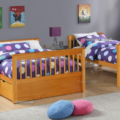 Giường Tầng 1m6 Gỗ Tự Nhiên - Thiết Kế Chắc Chắn & Tiết Kiệm Diện Tích -  Có Thể Tách Thành 2 Giường Riêng Biệt - Vàng Gỗ