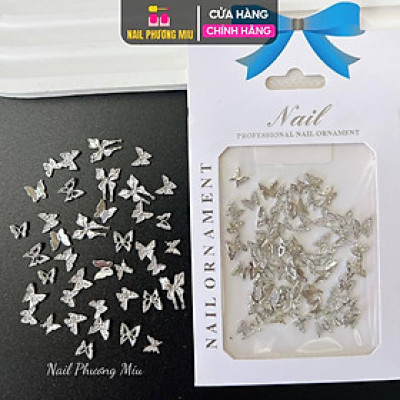 Set 50 Charm Bướm Nơ Kim Loại Đính Móng Hàn Quốc Làm Nail, Charm Nơ Mix Bướm Màu Bạc Trắng Gắn Móng Siêu Đáng Yêu Nữ Women