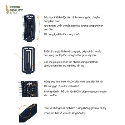 Lược bán nguyệt BRITISH M Flex Gentle Brush gỡ rối tóc nhẹ nhàng, không rụng gãy,  dễ sấy tạo kiểu 